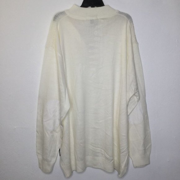 Steve Harvey Men Pullover Sweater Long Sleeve Cream Size 5XL Quarter Zip - Picture 7 of 10